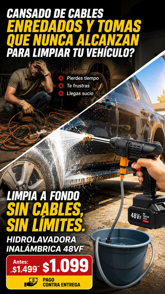 Hidrolavadora Inalámbrica Portátil 48Vf con Kit de Accesorios y Maletín